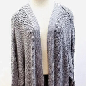 NWT SONOMA Women Long Sleeve Open Front Knit Gray Long Cardigan Sweater Size 3X